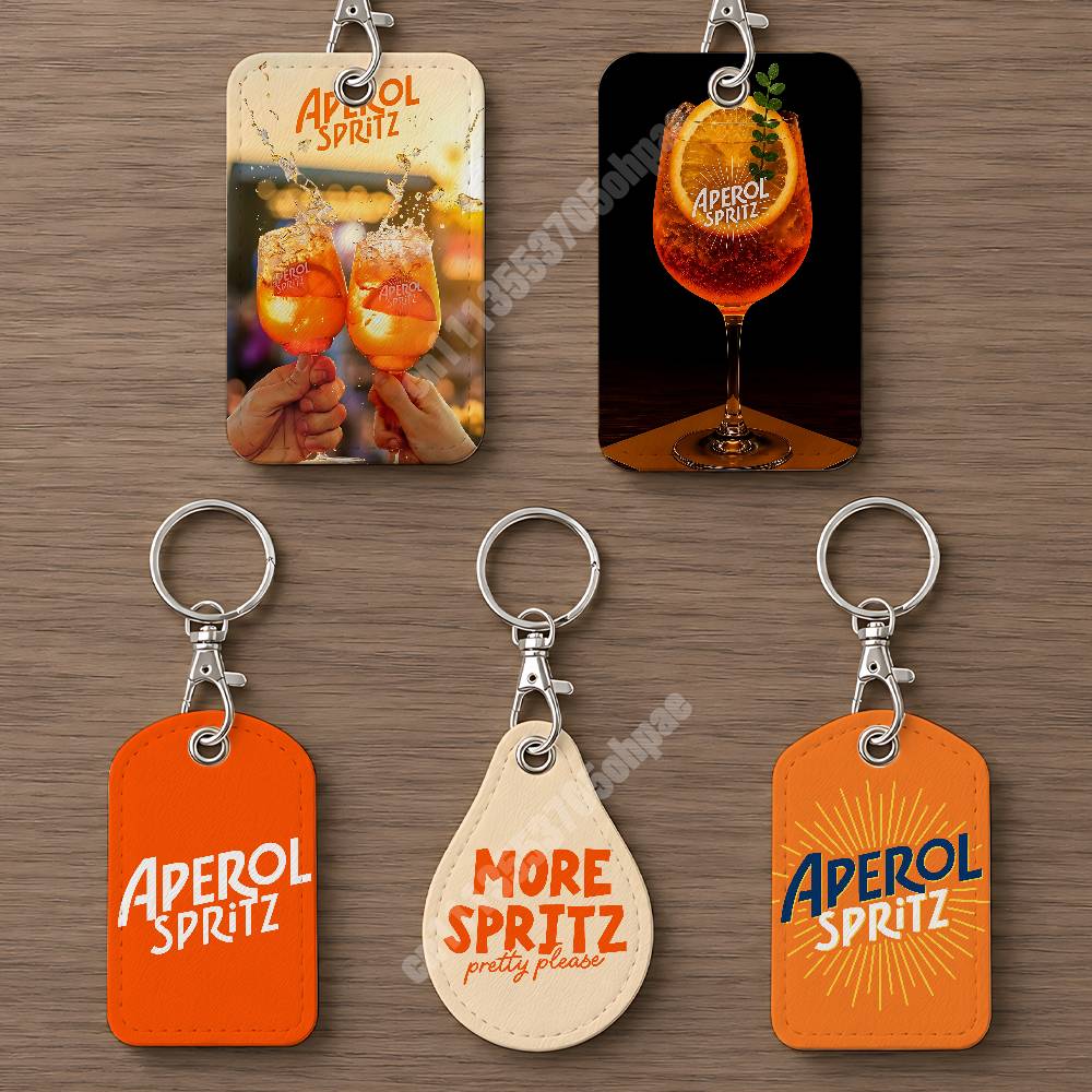 Phone Accessories Charms - Porte-clés en cuir Orange Prosecco A-Aperol